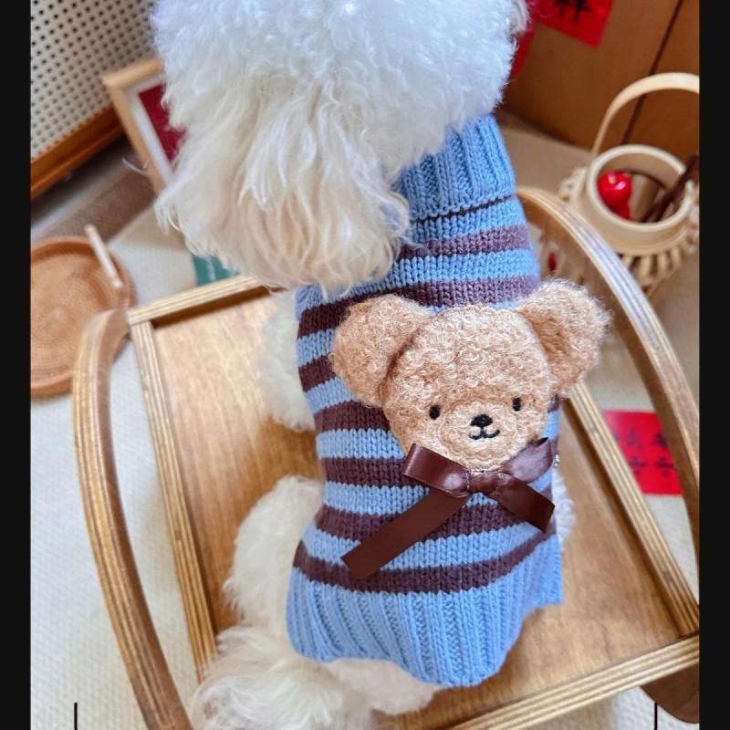 Winter Dog Sweater Small Breeds Pomeranian Teddy Bear Style Cotton Knit Warm Pet Clothing