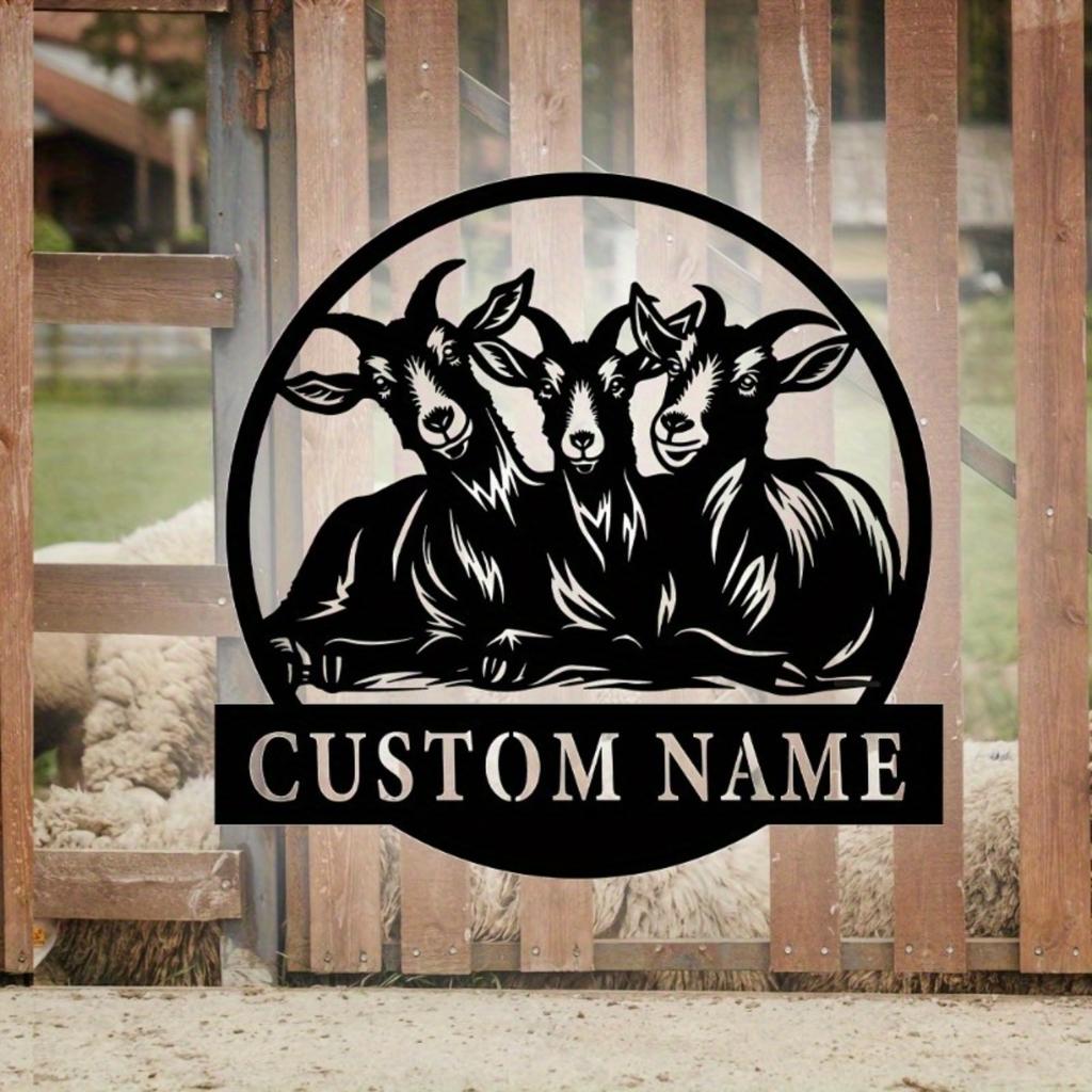 Customizable Decorative Metal Sign Three Little Sheep Silhouette Fairy Tale Surname Garden Decor Hot Sale