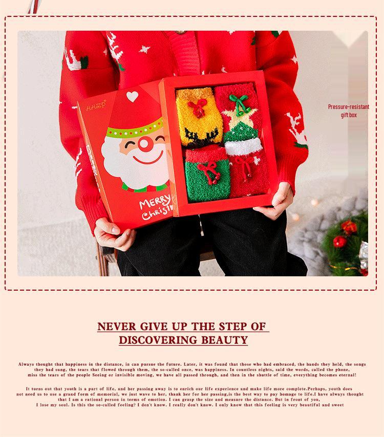 Cozy Coral Fleece Santa Socks with Bow & Bell - Mid-Calf Christmas Gift for Couples