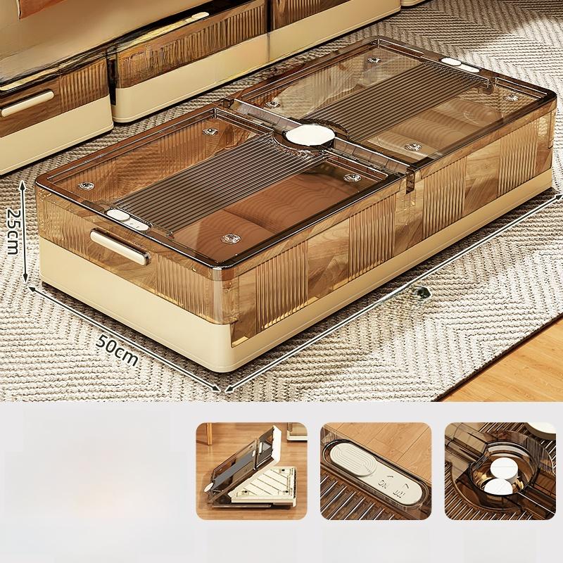 Underbed Storage Box Flat with Wheels Der Sle Plastic Organizer for Clothes And Quilts Home Use Bedroom Storage Box