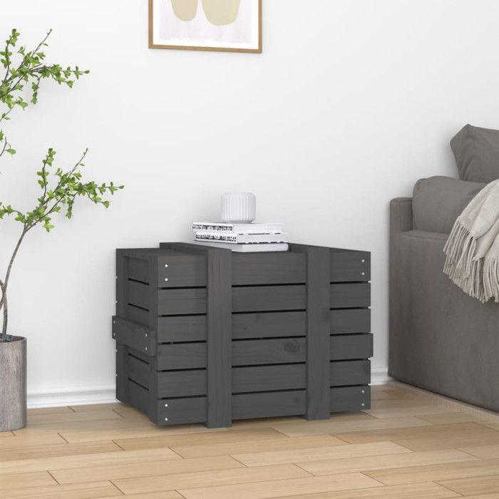 VidaXL Boîte de rangement Gris 58x40,5x42 cm Bois massif de pin 824995