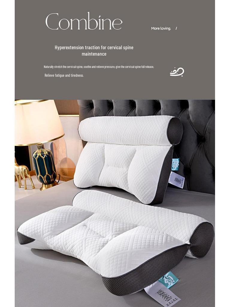 Pair of Anti-Traction Neck Support Pillow Cores for Whole Head Massage, Non-Collapsing, Knitted Cotton.