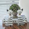 2pcs Modern Cat Statue Minimalist Miniatures Figurine Desktop Ornament Animal Sculpture TV Cabinet