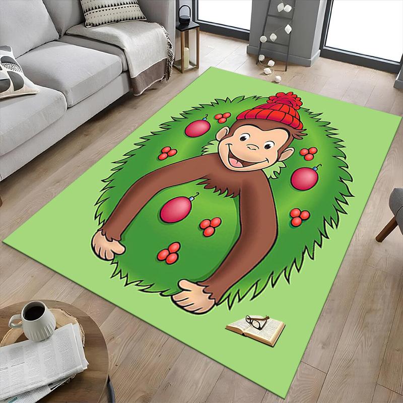 1PC Curious George Christmas Anti-slip carpet, suitable for Office, bedroomand playrooms. It can also be used as a sofa footrest cover-R79