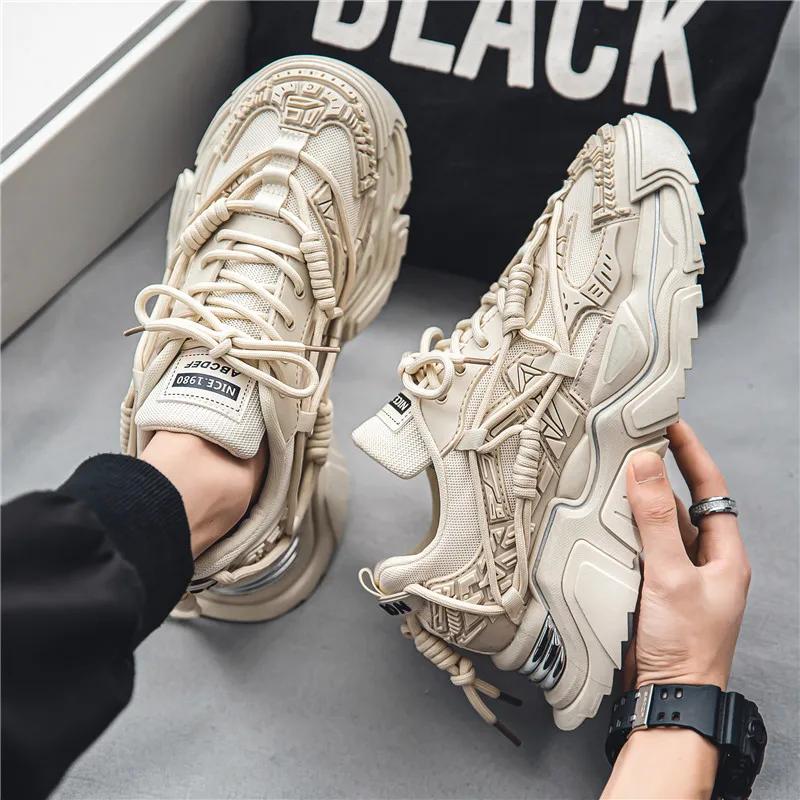 Platform Men Shoes Fashion Clunky Sneakers Casual Breathable Sports Dad Shoes Male Fitness Footwear Comfortable