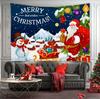 Christmas Tree Print Tapestry Wall Hanging Background Cloth Decor Red Santa Claus Polyester Tapestry Home Room Wall Decoration