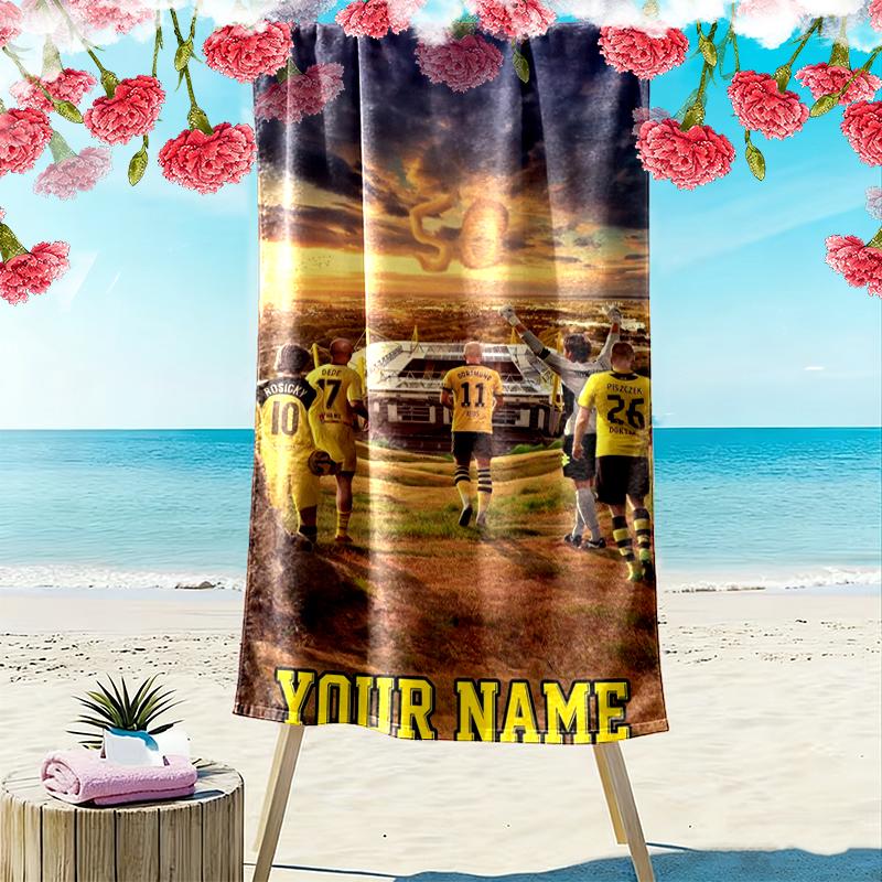 Asciugamano da Spiaggia con Stampa Nome Personalizzato Dortmund, Asciugamano Grande Morbido Asciugatura Rapida per Spiaggia Campeggio Nuoto_xia