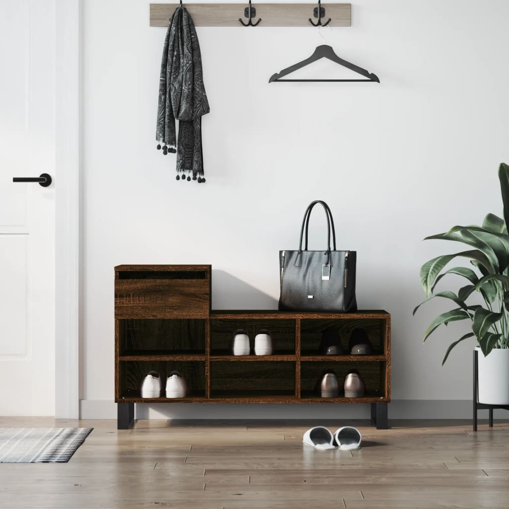 Shoe Rack Brown Oak Effect 102 x 36 x 60 cm Engineered Wood