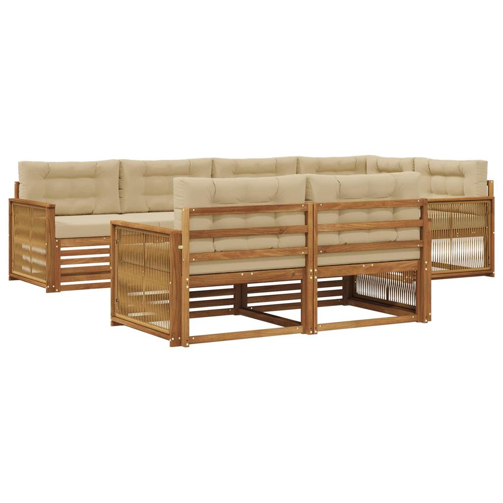 Outdoor Sofa Set with Cushions 7 pcs Natural and Beige