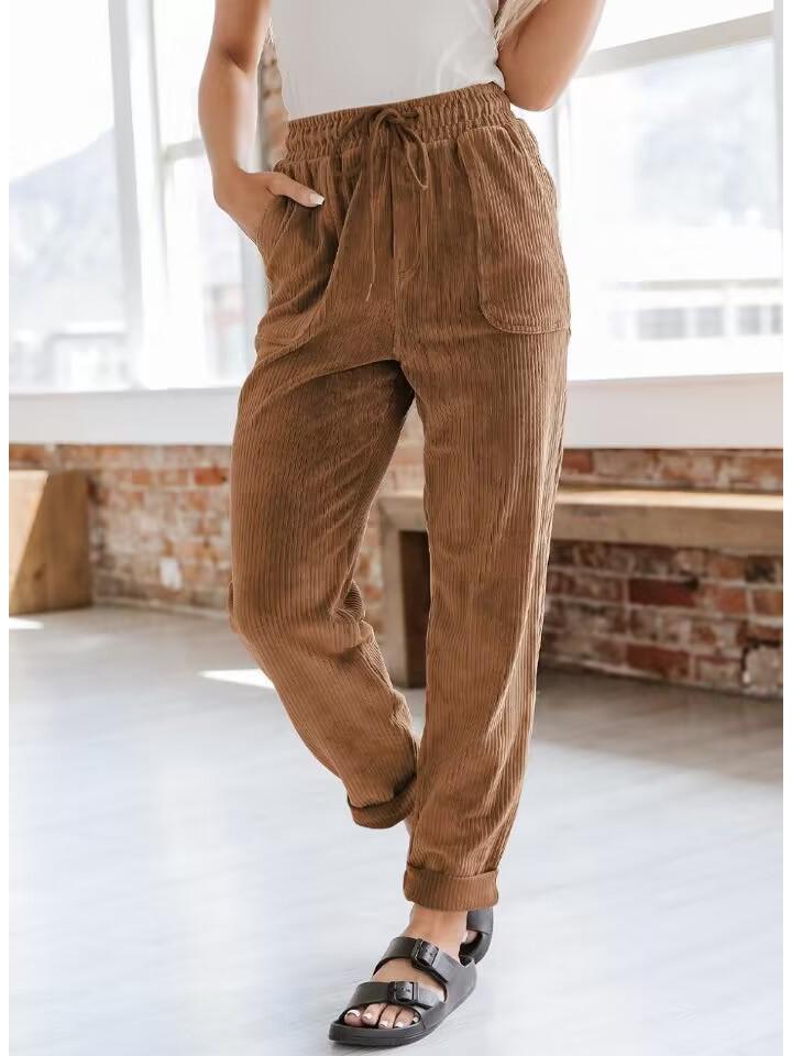 Women's Casual Corduroy Wide-Leg Pants - European and American Fashion