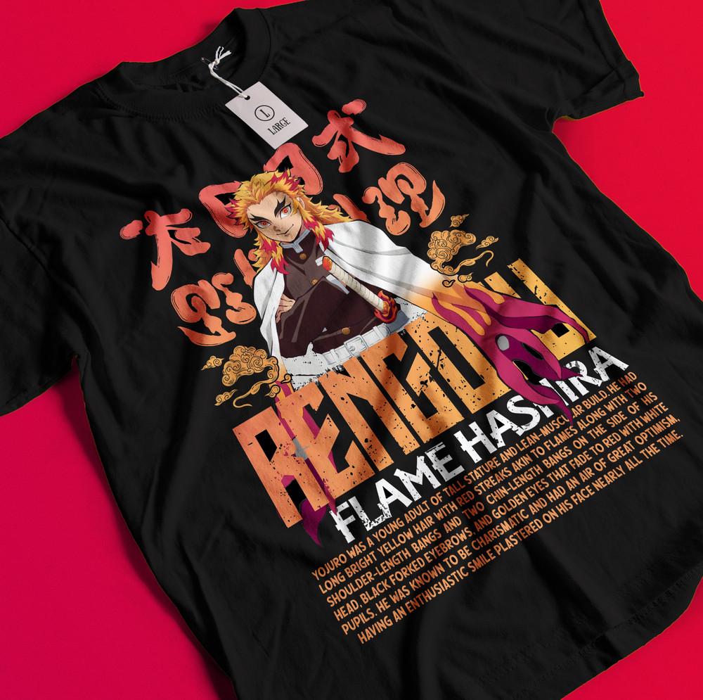 

Demon Slayer Shirt Rengoku Kyojuro Tshirt Tanjiro T-Shirt Muzan Doma Akaza Tee BB129 S