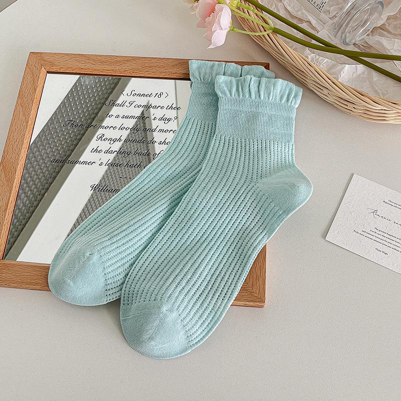 5 Pairs of Female Summer Thin Lovely Pure Cotton Boneless Tube Socks