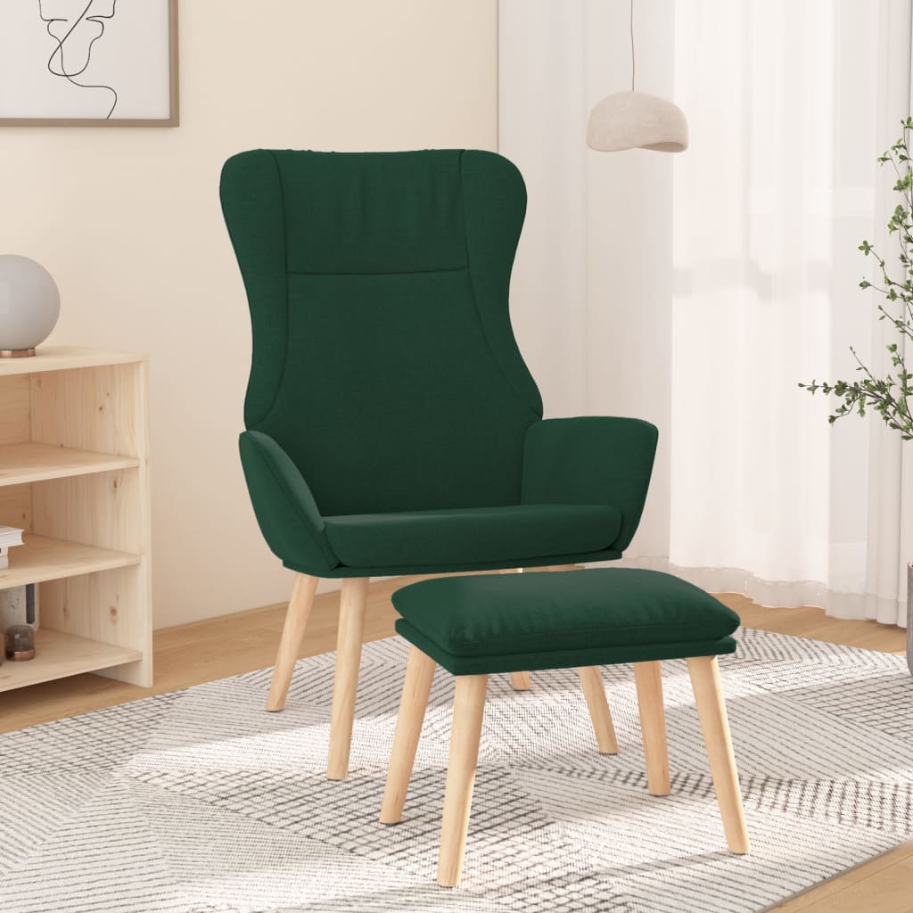Recliner Chair with Ottoman Dark Green Fabric