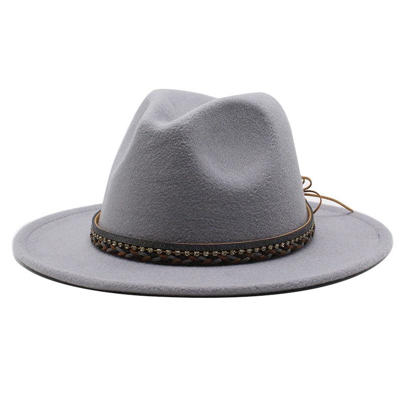 Wish Ethnic Minority Style Men And Women Couple Big Edge Jazz Hat Wool Top Hat