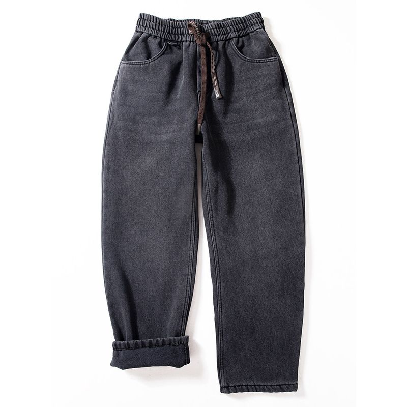 Fleece-Lined Men's Jeans 2024 Autumn and Winter New Style, Heavy-Duty Warm Pants, Versatile Loose Straight-Leg Casual Pants