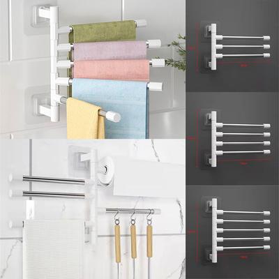 Home Kitchen Bathroom 2-8-Bar Towel Hanger Rotatable Towel Rack Wall Mounted Bracket Hanging Holder