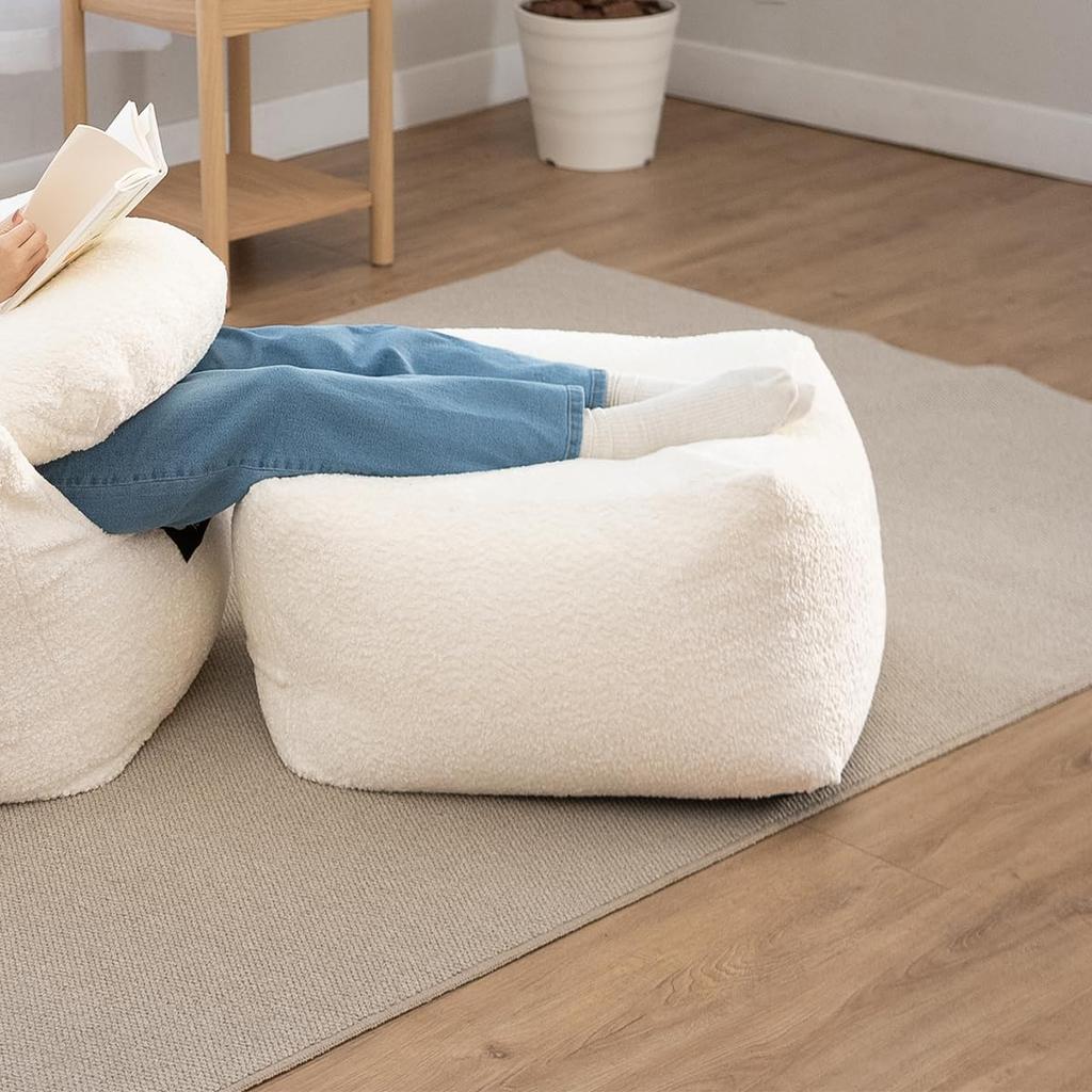 Flex Sales Bead Cushion, Made in Japan, Ottoman Cube, Corduroy Fabric, Gray, PCM-5524D