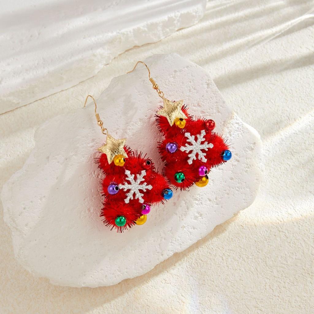 

Christmas Charming Tree Earrings Vibrant Handmade Design Ideal For Holiday Gatherings Colorful Necklace