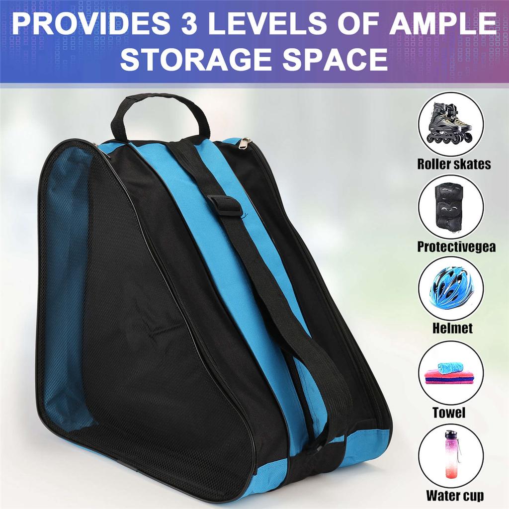 BAAU Roller Bag Roller Skates Backpack Roller Skates Shoulder Bag Three Layer Bag Double Net Bag Can Be Carried