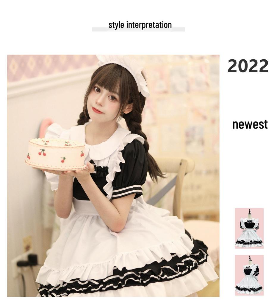 Plus Size Black & White Classic Maid Outfit - European American Japanese Cosplay Costume for Women