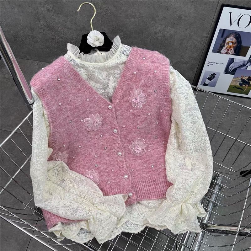 Women's Knitted Vest Gilet Spring Loose Lazy Style Women's Sweater Cardigan Outerwear Top
