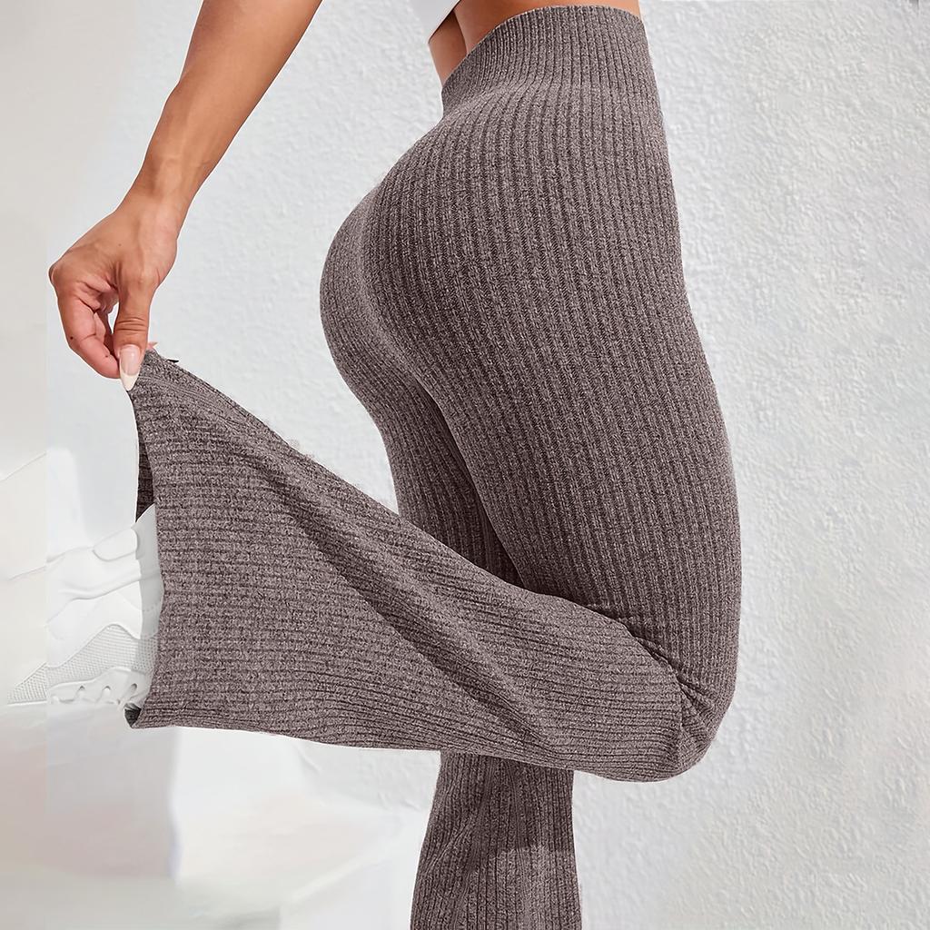 Women's High-Waist Bell Bottom Pants Sporty Tight Fit Comfortable Elastic Design Ideal for Exercise And Daily Wear
