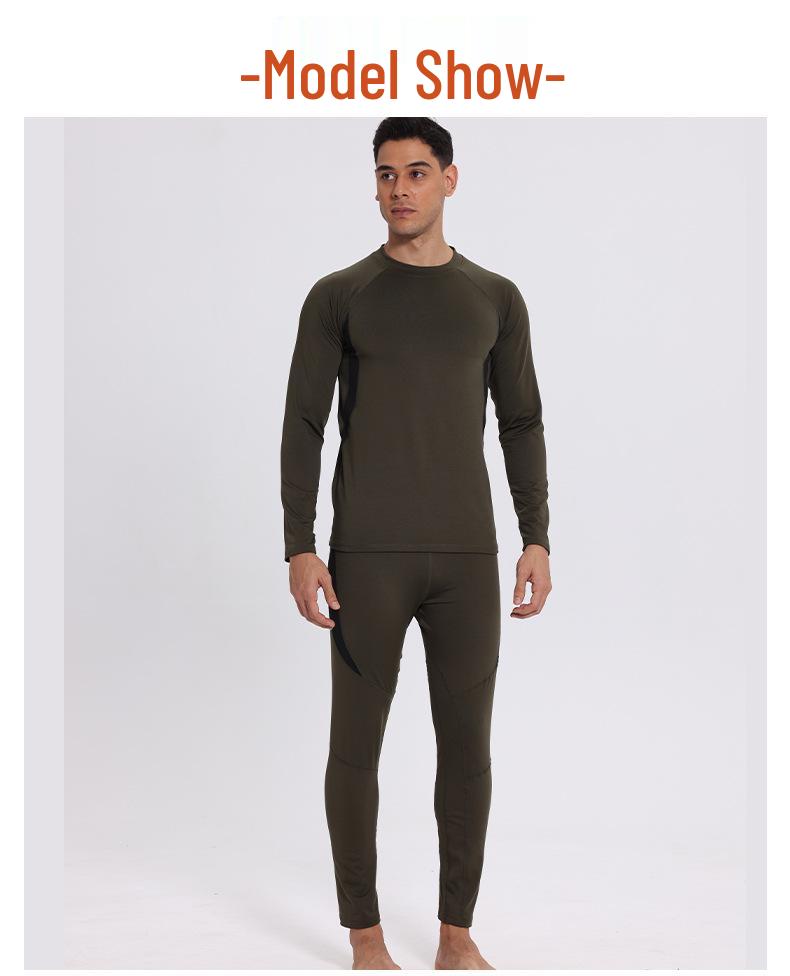 Men's Plus Velvet Thermal Underwear Set: Breathable, Sweat-Wicking, Quick-Drying Base Layer for Cycling, Skiing, Mountaineering.