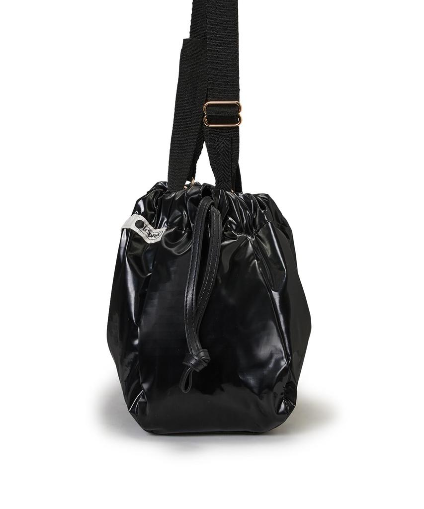LeSportsac Shoulder Bag CITY DRAWSTRING BAG Uptown Black 2 [Official] E/W /1084 Women's Shine/Black
