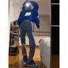 Women's Black High-Waisted Straight-Leg Jeans, Loose Wide-Leg, Floor-Length, 2025 Spring Trend