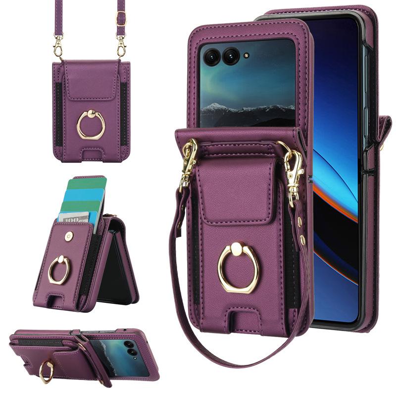 Samsung Z Flip7/6/5 Crossbody Protective Case with Card Slot & Folding Ring Stand