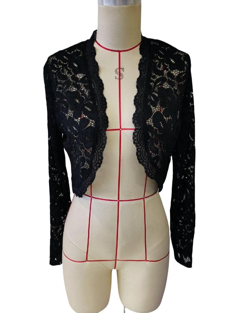 2025 Elegant Women's Lace Trim Patchwork Cardigan