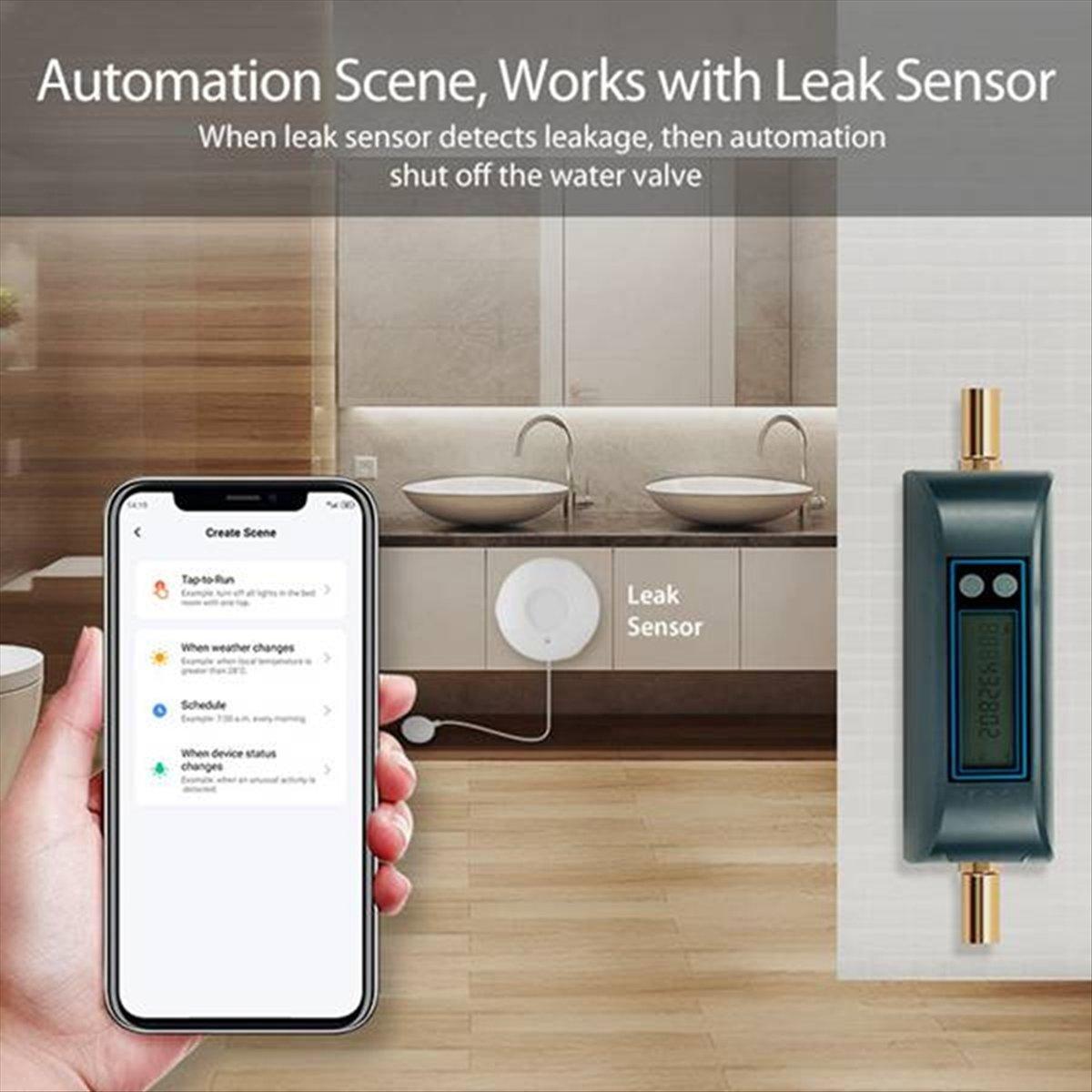 

Tuya Smart WiFi Water Valve Shutoff Water Meter Built in Rechargable Battery for DN20 3/4-in Diameter Pipe EU Plug China Mainland