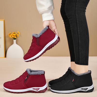 Women's Casual Ankle Boots Non-Slip Fur Lined High Top Sneakers Winter Warm Walking Shoes for Outdoor and Indoor Plush Lined Snow Booties for Female