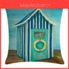 Luxurious Cotton Linen Beach Oil Painting Pillow Cover For Elegant Home Dcor
