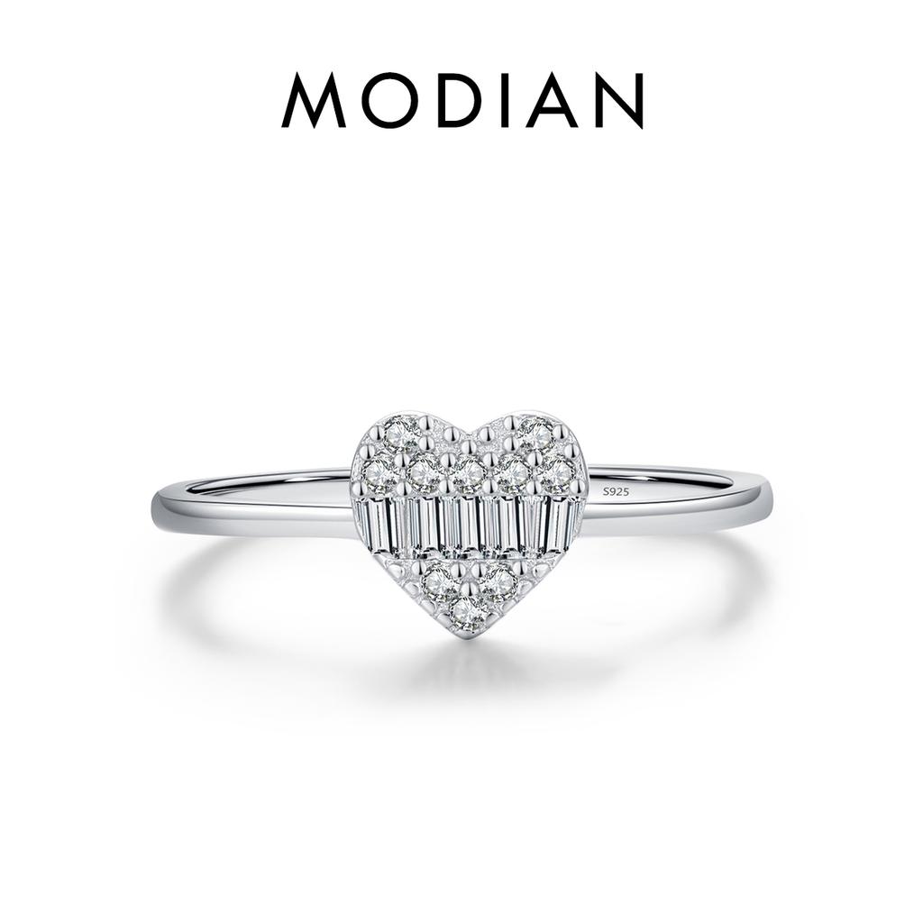MODIAN Eenvoudige Vierkante Luxe Schitterende CZ Verlovingsring Voor Vrouwen Bruiloft Statement Fijne Sieraden Cadeau