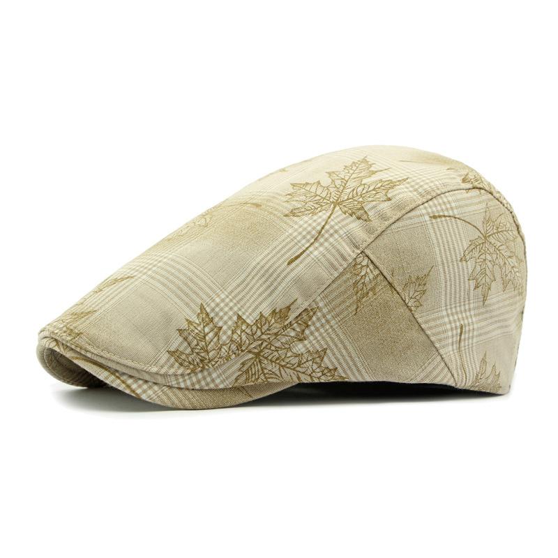 Spring Hat Autumn Beret British Vintage Paintsman Hat Printed Plaid Peaked Cap for Men