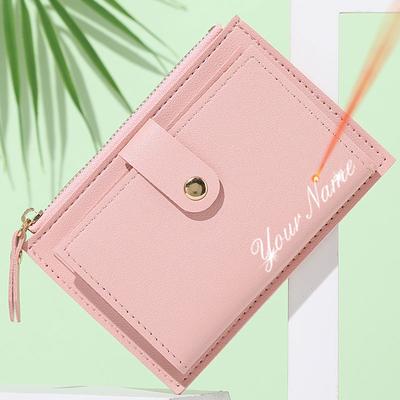 New Short Women Wallets Free Name Engraving Slim Card Holder Female Purses Cute Simple High Quality  Women's Wallet