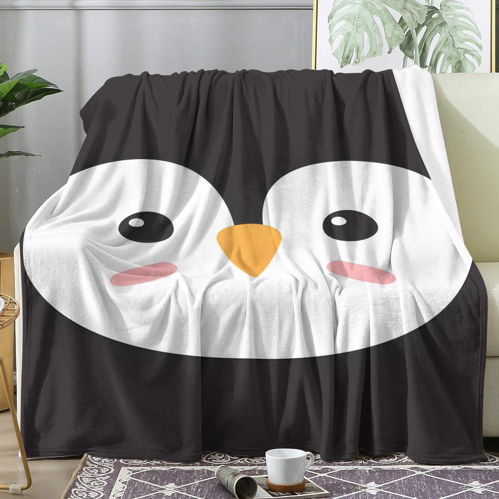 Animals Penguin Throw Soft Flannel Throw Summer AC Blanket Lightweight Cool Nap Blanket for Sofa Bed Couch Travel 75x90cm