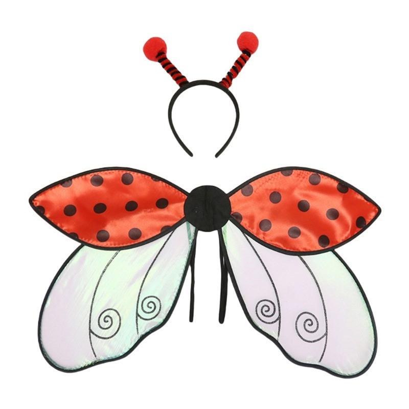 Ladybirds Wing with Headwear Insect Wing Bees Wing Bees Headpiece Halloween Wing for Insect Themed Parties