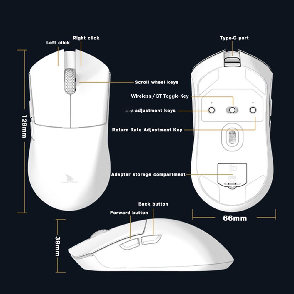 Darmoshark Mouse 2.4G Wireless  5.0 & Type-C Wired Slim Re able Slience Mouse for PC Computer Notebook with USB Receiver 4800 movement