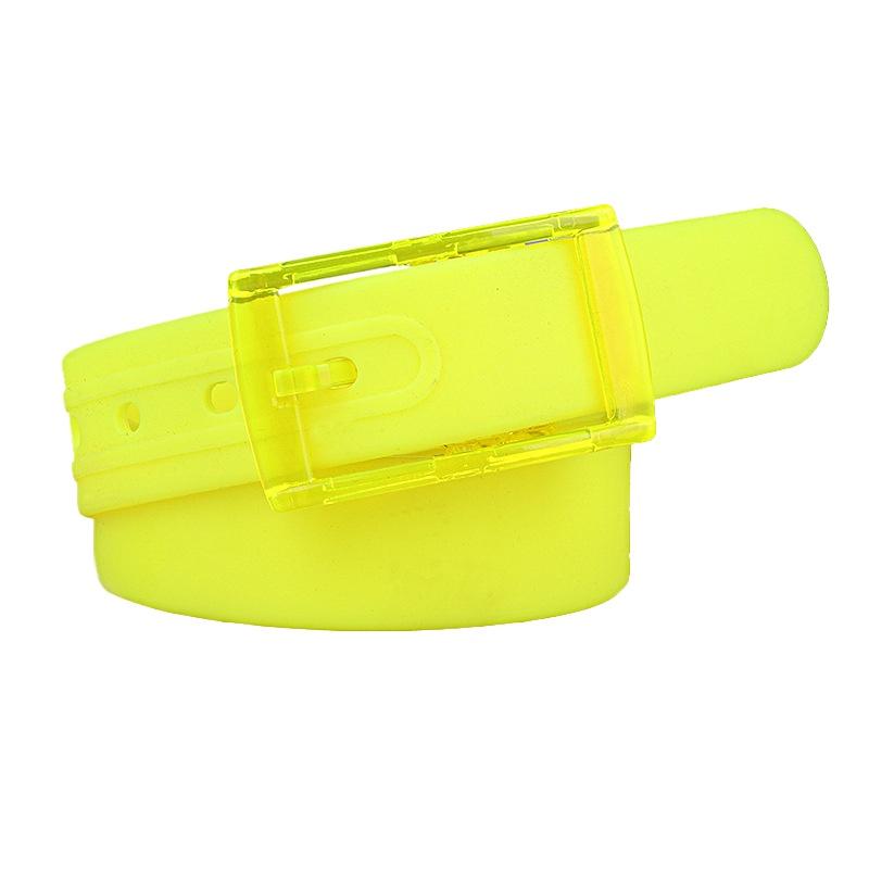 Plain Candy Colors Silicone Rubber Leather Wavy Shape Belt Plastic Buckle Cute Without Metal Belts for Men and Women Waistband
