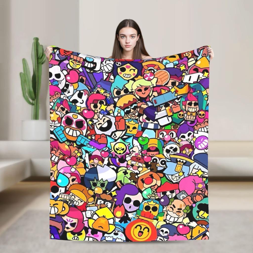 Emz Spike Squeak-Brawlld Blankets Cartoon Game Flannel Funny Warm Throw Blanket for Home Summer