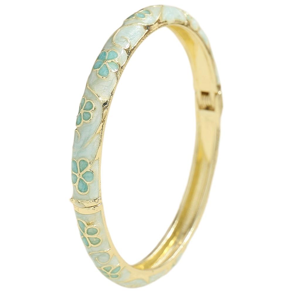 

Colorful Flower Leaf Bangle Traditional Women s Hand Bracelet Jewelry Gifts StyleB Light Blue