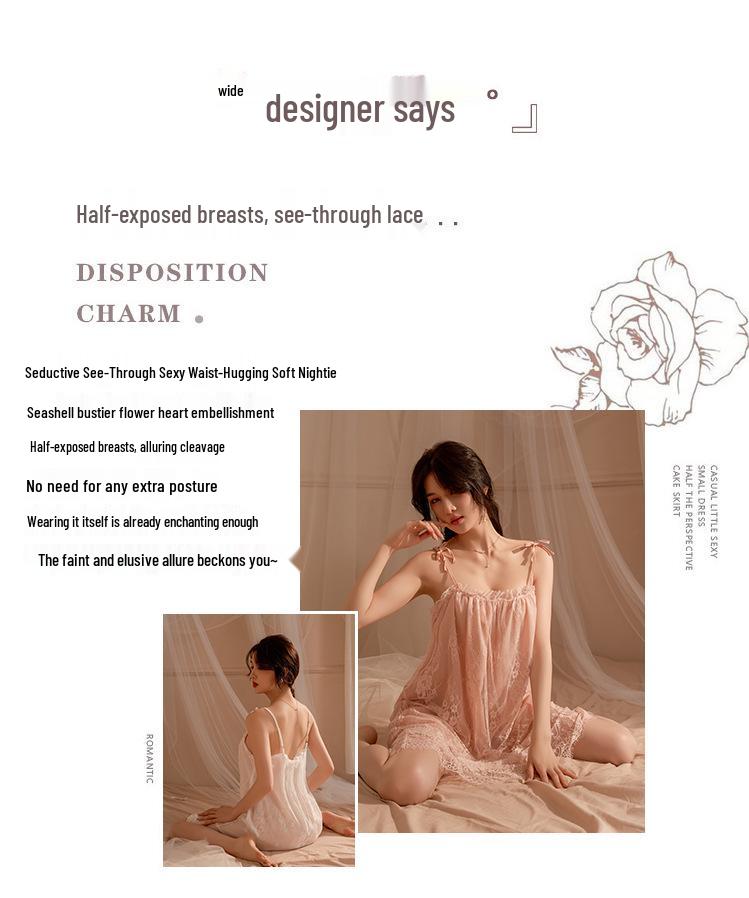 Übergröße Umstandslingerie Spitzen-Camisole-Nachthemd-Set