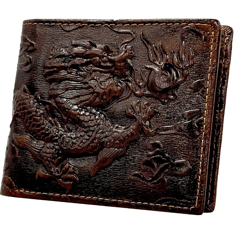 

[FashionBerry] brown dragon short wallet men s genuine leather relief dragon fashion Genuine leather leather leather cowhide bifold bifold wallet male