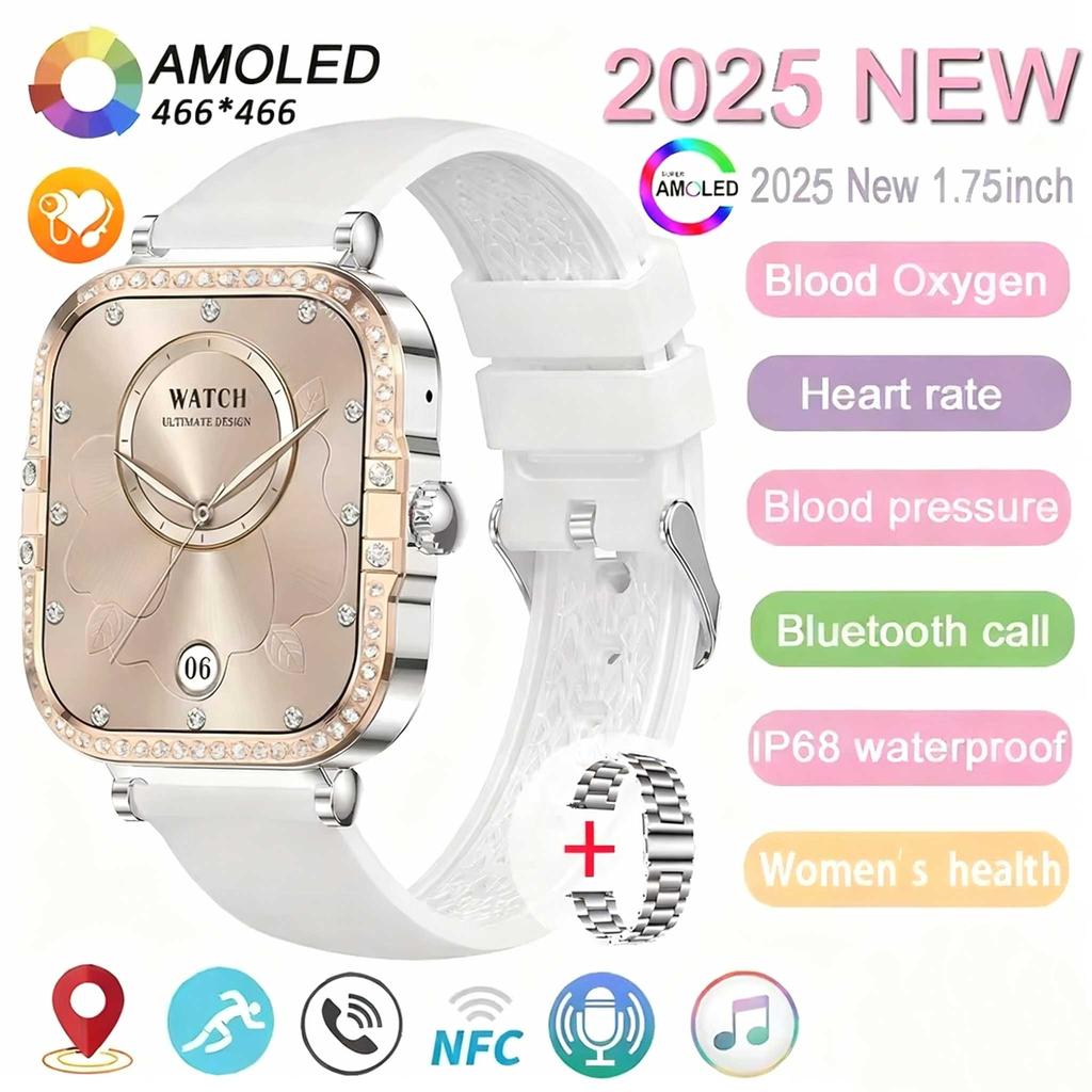 Rose Golden Smart Watch Ultra Thin Luxury Smartwatch Bluetooth Call Custom Dial Health Monitor Fitness Wristwatch for Ladies