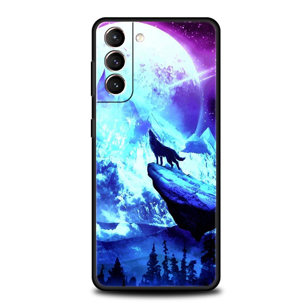 Wolf Animal Case For Samsung Galaxy S22 Ultra S21 S20 FE 5G S10 S9 S24 Plus S10E S23 Phone Cover Black Silicone Soft
