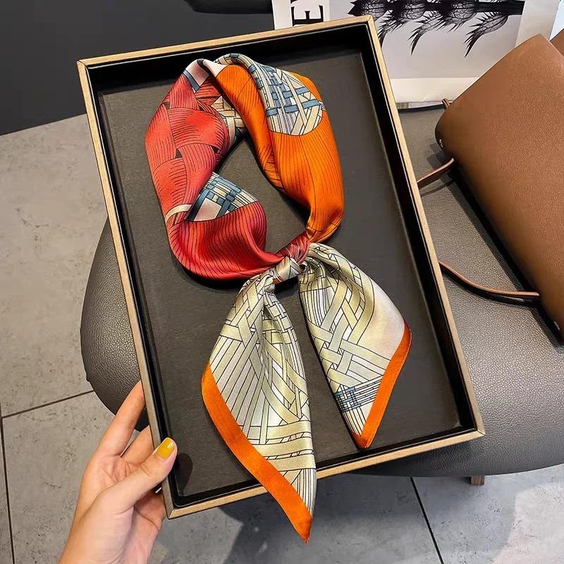 Horse Print Female Silk Neck Scarf Square Hair Scarves Foulard Head Band Shawls Wraps Neckerchief Bandana Women