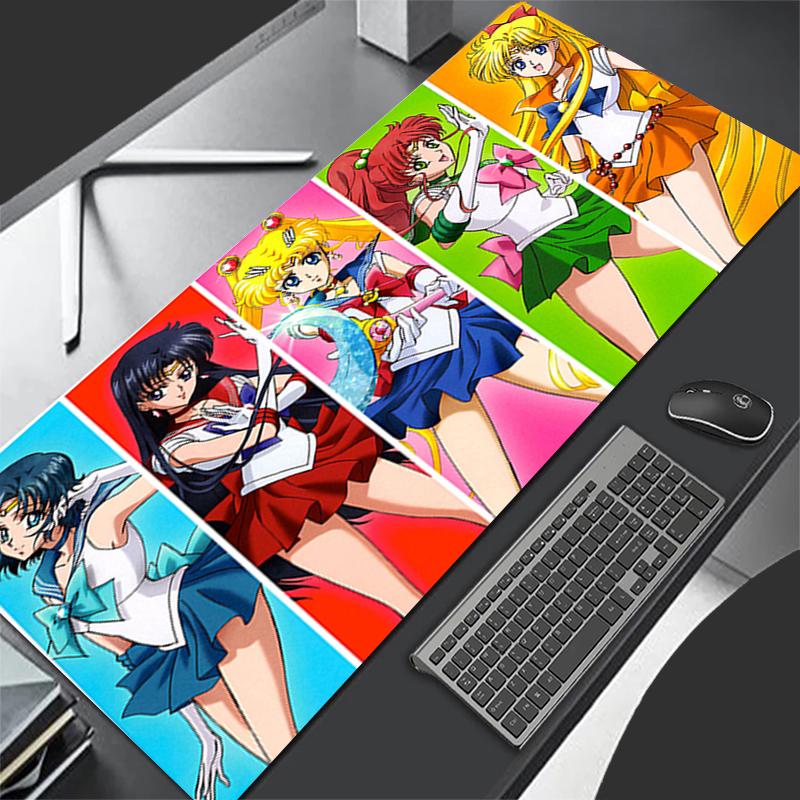 Mouse Pad Xl Lockedge Large Gaming Accessories Computer Gamer Keyboard Rug Mouse Mat Desk Ssailor Mmoon Girl Mousepad For Gift