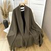 Women S Solid Color Faux Cashmere Scarf Elegant Warm Shawl